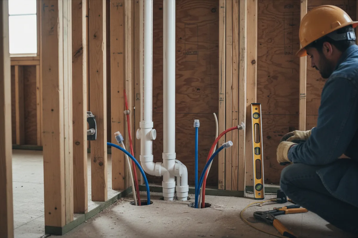 Drain and supply rough-in during Drain Cleaning in Kendalia