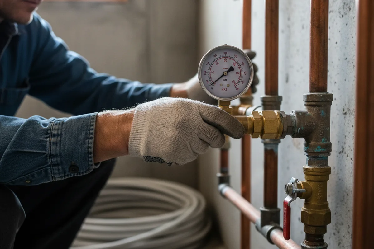 Pressure testing a repaired line during Water Line Repair in Kendalia